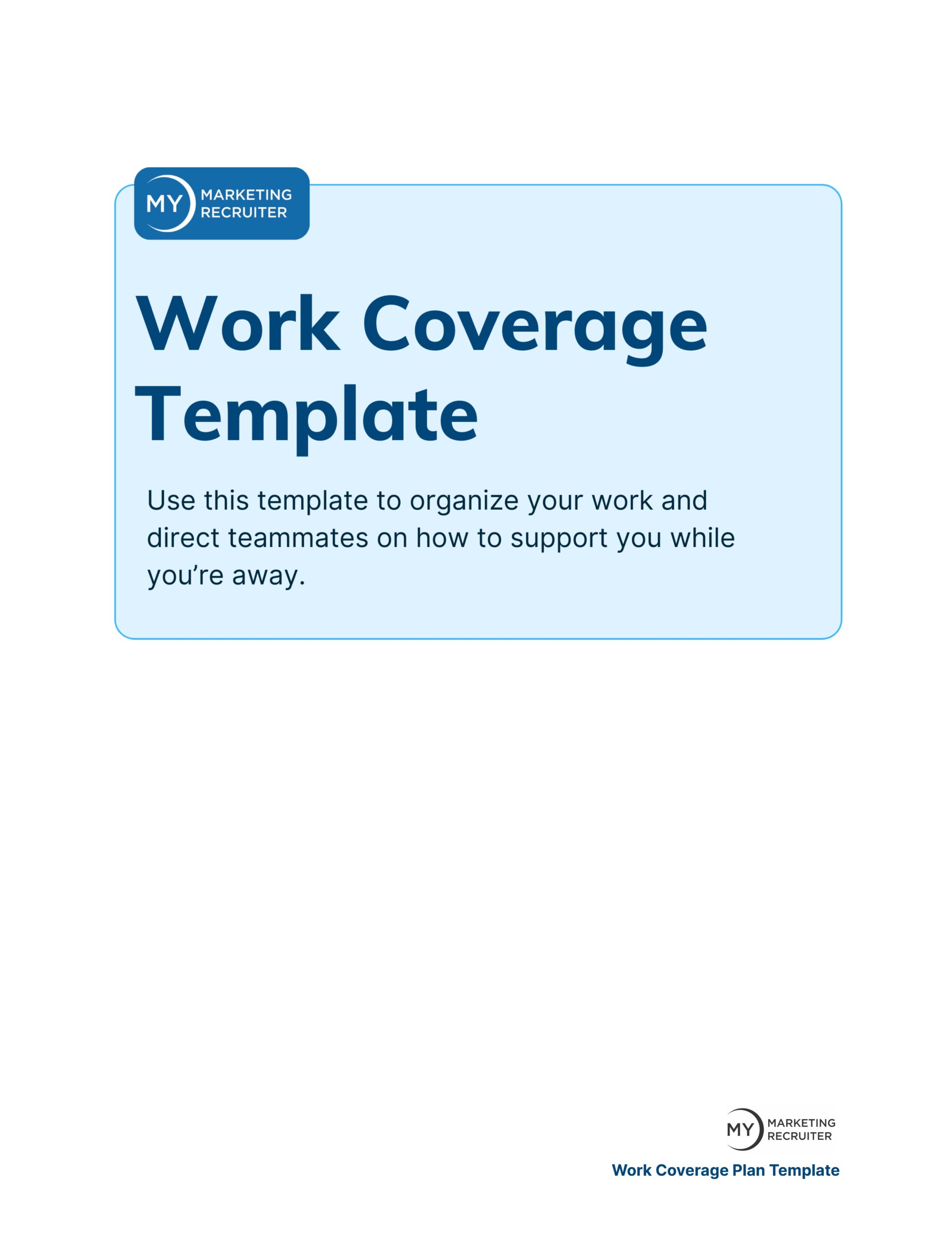 Work Coverage Plan Template My Marketing Recruiter